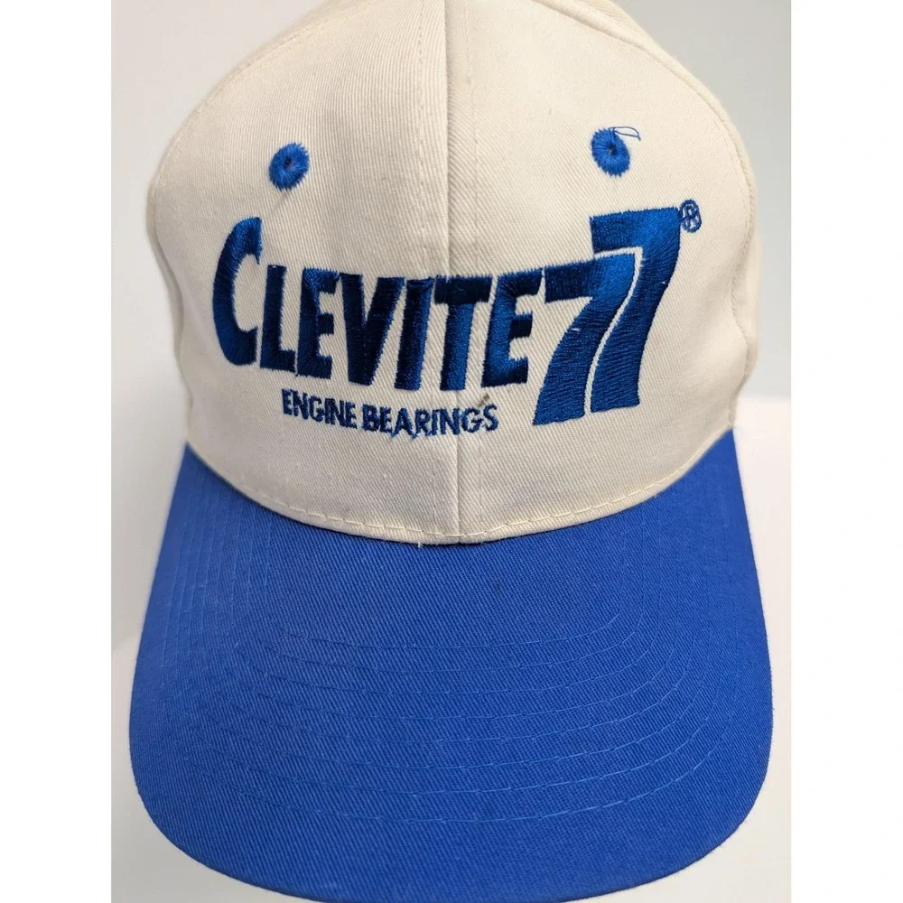 NASCAR Hat Cap Snap Back Mens One Size White Blue Racing Clevite 77 Embroidered